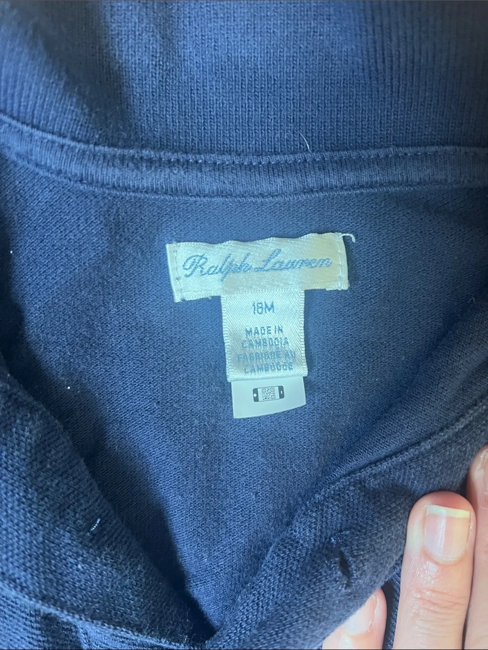 Ralph Lauren Navy One-Piece Polo with Red Pony Logo